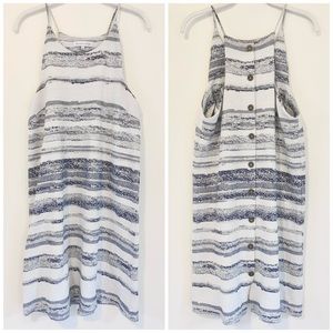 Anthropologie | Matison Stone Sleeveless Striped Halter Dress Faux Button Back